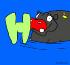 Dibujo Hipopótamo pintado por nelly