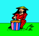Dibujo Mujer tocando el bongó pintado por Adrin