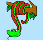 Dibujo Serpiente colgada de un árbol pintado por daniel