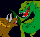 Dibujo Lucha de dinosaurios pintado por mario