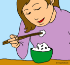 Dibujo Comiendo arroz pintado por Martagv