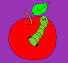 Dibujo Manzana con gusano pintado por camilucha