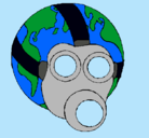 Dibujo Tierra con máscara de gas pintado por shemirruizbaro