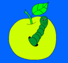 Dibujo Manzana con gusano pintado por aiverson