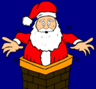 Dibujo Papa Noel en la chimenea pintado por macarena
