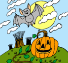 Dibujo Paisaje de Halloween pintado por dulce