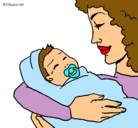 Dibujo Madre con su bebe II pintado por luisita