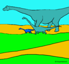 Dibujo Familia de Braquiosaurios pintado por LUCía