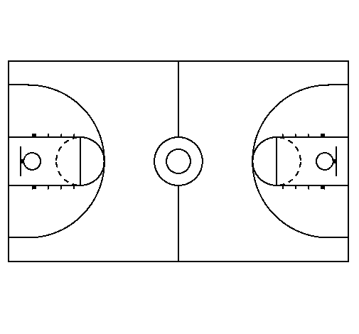 cancha de baloncesto dibujo coloreado