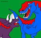 Dibujo Lucha de dinosaurios pintado por elihu