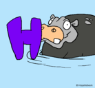 Dibujo Hipopótamo pintado por yarelice