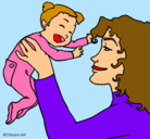 Dibujo Madre con su bebe pintado por Luzmar