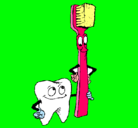 Dibujo Muela y cepillo de dientes pintado por valentina