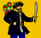 Dibujo Pirata con un loro pintado por alex
