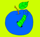 Dibujo Manzana con gusano pintado por mariafernanda