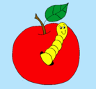 Dibujo Manzana con gusano pintado por Yeunii