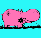 Dibujo Hipopótamo con flores pintado por i