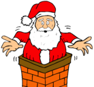 Dibujo Papa Noel en la chimenea pintado por jonny
