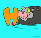 Dibujo Hipopótamo pintado por valentino