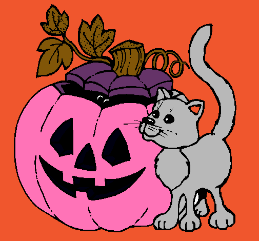 Calabaza y gato