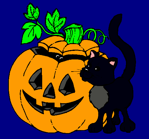 Calabaza y gato