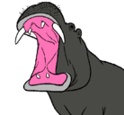 Dibujo Hipopótamo con la boca abierta pintado por daniel.