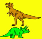 Dibujo Triceratops y tiranosaurios rex pintado por dejason
