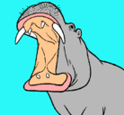 Dibujo Hipopótamo con la boca abierta pintado por Kira