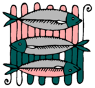 Dibujo Pescado a la brasa pintado por peces