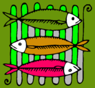 Dibujo Pescado a la brasa pintado por pachito