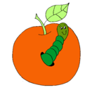 Dibujo Manzana con gusano pintado por darlyn
