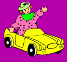 Dibujo Muñeca en coche descapotable pintado por sofia