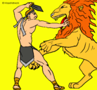 Dibujo Gladiador contra león pintado por alisonlizeth