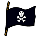 Dibujo Bandera pirata pintado por labrujula