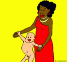 Dibujo Madre e hijo de Guinea pintado por emiliano