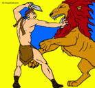 Dibujo Gladiador contra león pintado por marc