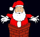 Dibujo Papa Noel en la chimenea pintado por valeria