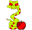 Dibujo Serpiente y manzana pintado por gorila