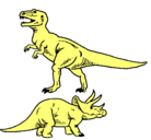 Dibujo Triceratops y tiranosaurios rex pintado por samuel4aos