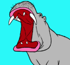 Dibujo Hipopótamo con la boca abierta pintado por patricioa.
