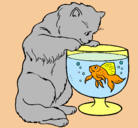 Dibujo Gato mirando al pez pintado por monii
