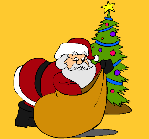 Papa Noel repartiendo regalos