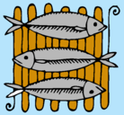 Dibujo Pescado a la brasa pintado por haizea