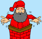 Dibujo Papa Noel en la chimenea pintado por fran