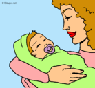 Dibujo Madre con su bebe II pintado por francina