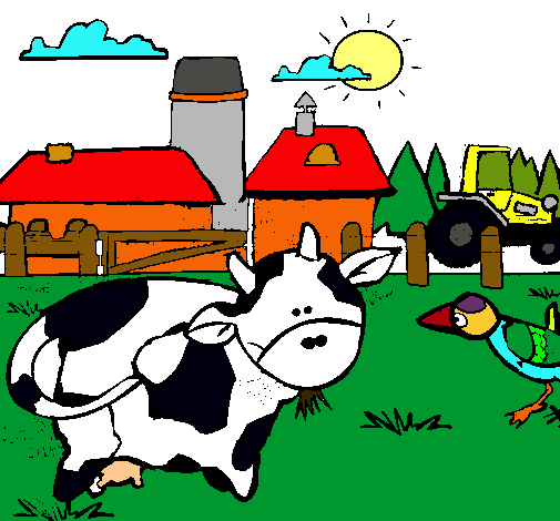 Vaca en la granja