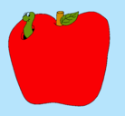 Dibujo Gusano en la fruta pintado por paulina