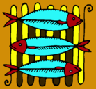Dibujo Pescado a la brasa pintado por miguel