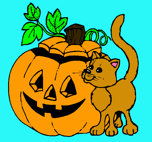 Calabaza y gato