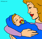 Dibujo Madre con su bebe II pintado por khamila